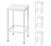 EUGAD Tabourets de Bar Lot de 4, Tabouret de Cuisine, Style Industriel, avec Repose-Pieds, pour Bistro, Salle à Manger, en Bois Aggloméré + Métal, 33x65x33 cm, Blanc, 1058BY-4