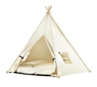 EUGAD Tente pour Chien Chats, Tente Tipi pour Animaux de Compagnie avec Coussin Amovible et Lavable, Niche pour Chien Chat Interieur, Tent en Toile avec Fenêtre pour Chat 75x75x98 cm