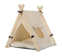 EUGAD Tente Tipi pour Chat Chiens, Niche pour Chat avec Coussin Amovible et Lavable, Maison à Chien Chats Interieur, Tente en Toile avec Fenêtre pour Chats, Tipi Tente Interieur 45x45x55cm
