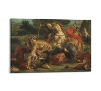 Eugène Delacroix Affiche sur toile représentant la chasse au lion 30,5 x 45,7 cm