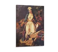 Eugène Delacroix Poster Impression sur toile avec texte en anglais « Travailler la Grèce sur les ruines de Missolonghi » 40 x 60 cm