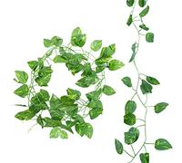 EUGENEKELLY 1 guirlande de lierre artificiel - Feuilles vertes - Pour mariage, cuisine, bureau, jardin, balcon, chambre à coucher - Décoration murale (Scindapsus)