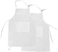 EUGENEKELLY Ensemble de 2 tabliers blancs pour enfants, tablier de cuisine, tablier d'art, tablier ajustable avec 2 poches pour cuisiner, pâtisser et peindre (46 x 56 cm)