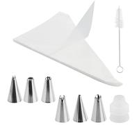 EUGENEKELLY Lot de 100 poches à douille transparentes avec buses et brosse de nettoyage pour décorer, pâtisserie, gâteaux