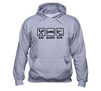 EUGINE DREAM Eat Sleep Kite Sweatshirt Kite Surfer Hoodie Kitesurfing Pullover Kiteboarding Men Women Sweats à Capuche Unisexe Gris XXL