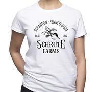 EUGINE DREAM Schrute Farms Scranton Pennsylvania Dwight Schrute Tshirt T-Shirt Femme Blanc L