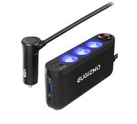 Eugizmo Car Charger, 3 Ports USB C PD 30W, 18W Fast Charging, LED Voltage Display, Master Switch, 12V