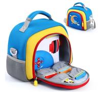 EUGOOCX Sac de transport compatible avec Little Tikes Story Dream Machine Books, étui de rangement avec bandoulière pour lecteur audio, livres et collection de personnages, Bleu/rouge