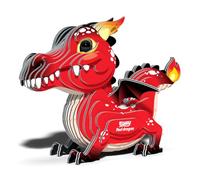 EUGY Dragon Rouge - Puzzle 3D N° 085 - Jouet Créatif en Carton Recyclé - pour Enfants dès 6 Ans et Adultes Jusqu’à 99 Ans - Puzzle Éducatif et Écologique