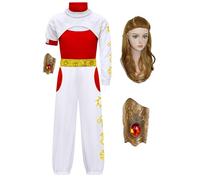 Euholute Zombies - Costume de pom-pom girl de vampire pour filles, costume de Victor Addison Wells Nova - Manteau à capuche - Uniforme d'Halloween (rouge et blanc - perruque 2, taille XXL)