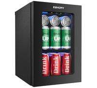 EUHOMY 6 bouteilles de 6 canettes refroidisseur à vin avec porte en verre, refroidisseur à vin de 9 °C à 25 ° F, technologie de refroidissement avancée, cave à vin avec étagère amovible pour la