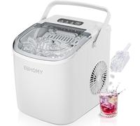 EUHOMY, Comptoir Machine à glaçons avec poignée, capacité de 26 livres par jour, 9 glaçons prêts en 6 minutes, machine à glaçons portable autonettoyante avec panier et cuillère, pour la maison/la