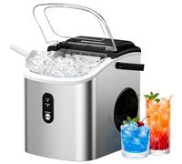 EUHOMY Ice Maker Countertop Machine à glace portable avec poignée, 26,5 lbs par jour, 9 cubes en 6 minutes, nettoyage de voiture, avec panier et scooter, pour la maison, la cuisine, le camping, le
