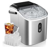 EUHOMY Ice Maker Countertop Machine à glace portable avec poignée, 26,5 lbs par jour, 9 cubes en 6 minutes, nettoyage de voiture, avec panier et scooter, pour la maison, la cuisine, le camping, le
