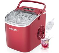 EUHOMY Machine à Glaçons, 9 Glaçons en 6 Minutes, Autonettoyante, avec Poignée de Transport et Bac à Glaçons, 12 kg/jour, Taille de glaçon personnalisée, Adaptée à la Cuisine, Maison, Camping, Rouge