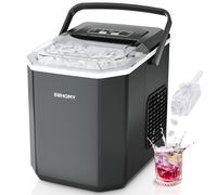 EUHOMY Machine à glaçons, 9 glaçons en 6 minutes, format Bullet, 2 tailles de glaçons, machine à glaçons de comptoir en acier inoxydable, 12 kg/jour, noire, pour la maison, la cuisine, le bureau