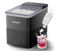 EUHOMY Machine à Glaçons Conception Compacte Réglage à Un Bouton 9 Glaçons en 2 Tailles Nettoyage Automatique Alertes Intelligentes Couvercle Transparent Noir pour Bureau/Cuisine/Chambre