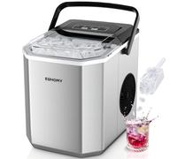 EUHOMY Machine à glaçons, format bullet, 9 glaçons en 6 min, 2 tailles de glaçons, en acier inoxydable, pour plan de travail, 12 kg/jour, argent, pour la maison/la cuisine/bureau/camping-car