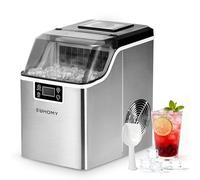 EUHOMY Machine à Glaçons Maison:24 Cubes en 13 Minutes 20.5kg/24Hours Autonettoyante 3.2L Sorbetière avec Pelle/Panier pour Cuisine/Bureau Acier Inoxydable
