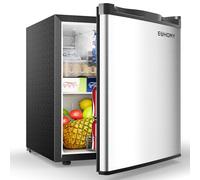 EUHOMY Mini Réfrigérateur 46L, Compact, Une Porte Réversible, Mini Frigo Thermostat 7 Positions, Réfrigérateur Portable Ultra Silencieux (38 dB), Économe en Énergie pour Dortoir et Bureau, Argent