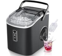 EUHOMY Petite machine à glaçons - Prêt en 6 minutes, produit 9 cubes, 12 kg/jour, autonettoyante, machine à glaçons portable avec poignée, panier et pelle, 2 tailles de glaçons pour la maison, la