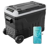 EUHOMY Réfrigérateur 12 V, 47 l (45 L) double zone de contrôle par application, congélateur portable 12 V/24 V CC 110-240 V AC, réfrigérateur 12 V - 15,6 °C ~ 20 °C, refroidisseur 12 V avec roues et