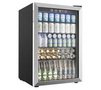 EUHOMY - Réfrigérateur de boissons et refroidisseur de boissons, 145 canettes, mini réfrigérateur avec porte en verre pour vin de soda, bière, petit distributeur de boissons avec thermostat
