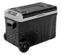 EUHOMY Réfrigérateur de voiture 12 V (35 L) 12 V/24 V CC 110-240 V AC, réfrigérateur portable 12 V -15,6 °C ~ 20 °C, refroidisseur électrique à grande zone avec roues et 2 paniers pour camping-car,