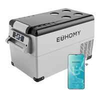 Euhomy Réfrigérateur portable 12 V de 38 litres, capacité de 3,57 m³, 2 portes, 2 zones, réversible, gris mat, efficacité énergétique 3 étoiles, pour voiture, camping-car, camping et usage domestique
