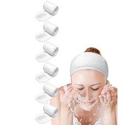 EUICAE Lot de 6 bandeaux de sudation pour cheveux - Antidérapant, extensible, lavable - Pour le lavage du visage, le traitement du visage, le sport - Blanc