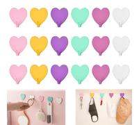 EUIEUT 18PCS Crochets Adhesifs, Crochets Adhesifs Muraux Crochet Adhésif Porte Manteau Enfant Multicolore Forme de Coeur Crochet Adhesif Crochet Adhesif Serviette sans Perçage pour Sall de Bain