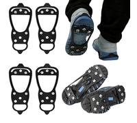 EUIEUT 2 Paires de Crampons Neige et Glace avec 8 Dents, Crampons Antidérapants en TPE Élastique, Crampon Chaussures Neige Universelle, Griffes à Crampon pour Ski, Randonnée, Camping, Escalade, Pêche