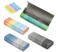 EUIEUT 4PCS Étui à Lunettes Rigide Portable Boîte à Lunettes en Cuir, Dégradé, avec Chiffon de Nettoyage Étui à Lunettes Magnétique Étui Lunettes de Soleil Utilisé pour Lunettes femme