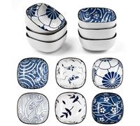 EUIEUT 6 Pcs Bol à Sauce Céramique, Coupelle Sauce Soja 9.2x4cm, Bol Apéritif Japonaise Empilable, Coupelle Apéritif en Porcelaine, Bols à Tapas et Sauces Carrés, pour Barbecue, Sushis, Épice, Snacks