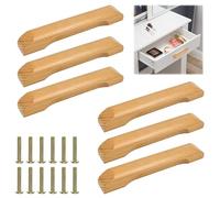 EUIEUT 6PCS Poignées de Placard en Bois - poigner pour Meuble, Tiroir, Cuisine