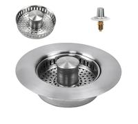 EUIEUT Bouchon d'Evier de Cuisine avec Panier Filtre Evier Cuisine, Crépine d'Evier Cuisine Universel en Acier Inoxydable 304, Bouchon de Lavabo Pop-Up pour Eviers de Cuisine, Lavabos, Salle de Bains