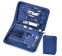 EUIEUT Kit Manucre Pedicure, Set Manucure 18PCS Ensemble de Coupe-ongles de Voyage Trousse Manucure Pedicure Ensemble de Manucure de Voyage Portable pour Femmes et Hommes avec Étui de Voyage Bleu