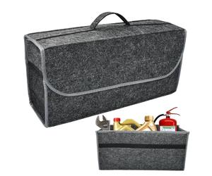 EUIEUT Organiseur de coffre de voiture pliable en feutre avec couvercle et poignée Gris foncé 50 x 24 x 17 cm