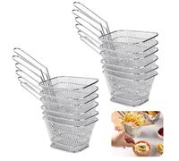 EUIEUT Panier à Frites en Acier Inoxydable 12PCS Panier Frites Individuel Inonxydable Mini Paniers à Frites Paniers à Frites Chips Crépine Panier à Frites Individuel pour Frites, Snacks Cestas