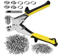 EUIEUT Pinces à Oeillets avec 500 Oeils de Ø 10 mm, Outil de Pression, Pince Bouton Pression Métal, Pince Perforatrice Cuir, avec Perforateur à Ceinture, pour Bâches d'Auvent Rideaux Bannières