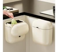 EUIEUT Poubelle de cuisine à suspendre avec couvercle 12 L Panier à déchets, poubelle suspendue, poubelle de cuisine, pour salle de bain, camping-car, blanc