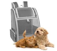 EUIEUT Sac à Dos Chat Respirant, Sac Chien Transport 40x32x28 cm, Sacs à Dos pour Animaux de Compagnie Pliable, Sacs Voyage Chien Charge de 5Kg, avec Tapis, pour Extérieur Randonnée Chihuahua, Gris