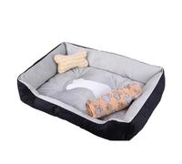 EUIYCBA Lit confortable toutes saisons pour chats et chiens | Tapis chaud et confortable pour golden retrievers et chiens en peluche (noir gris avec couverture, taille XL)