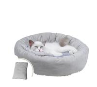 EUIYCBA Lit pour chat en forme de donut en peluche avec bord épais, hamac fermé confortable pour toutes les saisons, pour la sieste chaude pour chats et petits animaux de compagnie (poids de 45 cm, 10