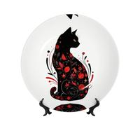 EUIYCBA Plateau esthétique en porcelaine anglaise de qualité supérieure pour décoration de chambre Motif chat noir