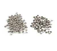 Eujgoov 100 Ensembles de Rivets à Double Capuchon en Fer 8x8mm or Argent Bronze en Option Lisse Lumineux pour Sacs Chaussures Chapeaux Colliers pour Animaux de Compagnie Bricolage (SILVER)