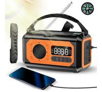 Eujgoov 12000mAh Matterred Hand Crank Emergency Solar Mether Radio IPX3 USB Sortie d'urgence Power Autom Generating Am FM WB Radio Power Bank Charging Lampe de Lecture de Lampe de (Orange)