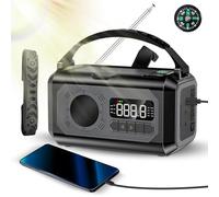 Eujgoov 12000mAh Matterred Hand Crank Emergency Solar Mether Radio IPX3 USB Sortie d'urgence Power Autom Generating Am FM WB Radio Power Bank Charging Lampe de Lecture de Lampe de (Black)