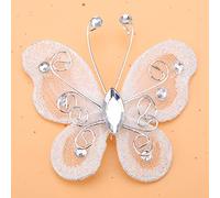 Eujgoov 24pcs Mesh Paillettes en Mailles Transparentes Papillons pour les Vêtements de Décoration de Vêtements de Fête de Mariage avec des Options de Rouge Bleu (WHITE)
