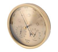 Eujgoov 3 Po en 1 Baromètre Thermomètre Hygromètre Station Météorologique 5,12 Pouces Cadran en Aluminium en Alliage Intérieur Extérieur avec Cadran doré pour Jardin de Bureau à Domicile